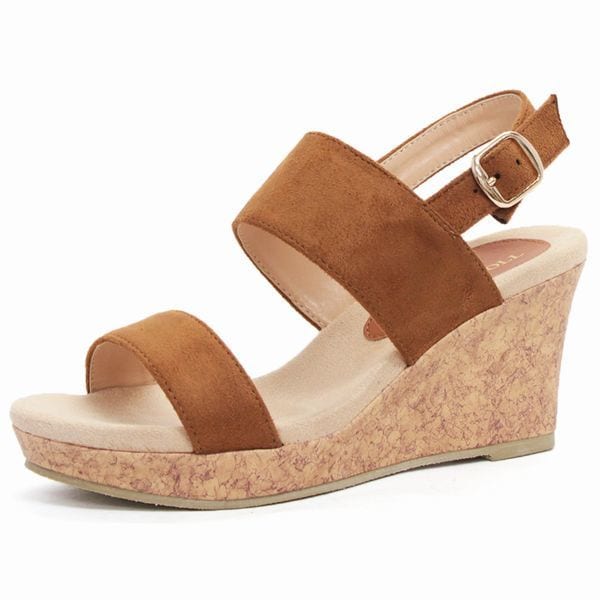 もっちりクッション♪　★コルク調ウェッジヒールWストラップサンダル★　5525