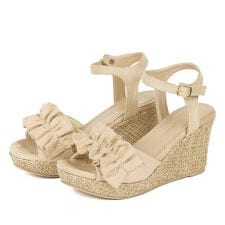 リバティドール(Liberty Doll)の★ウエッジヒールストラップ フリルサンダル★4014