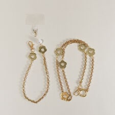 マシェールコゼット？(ma chere Cosette?)のお花パール調メタルチェーンストラップ