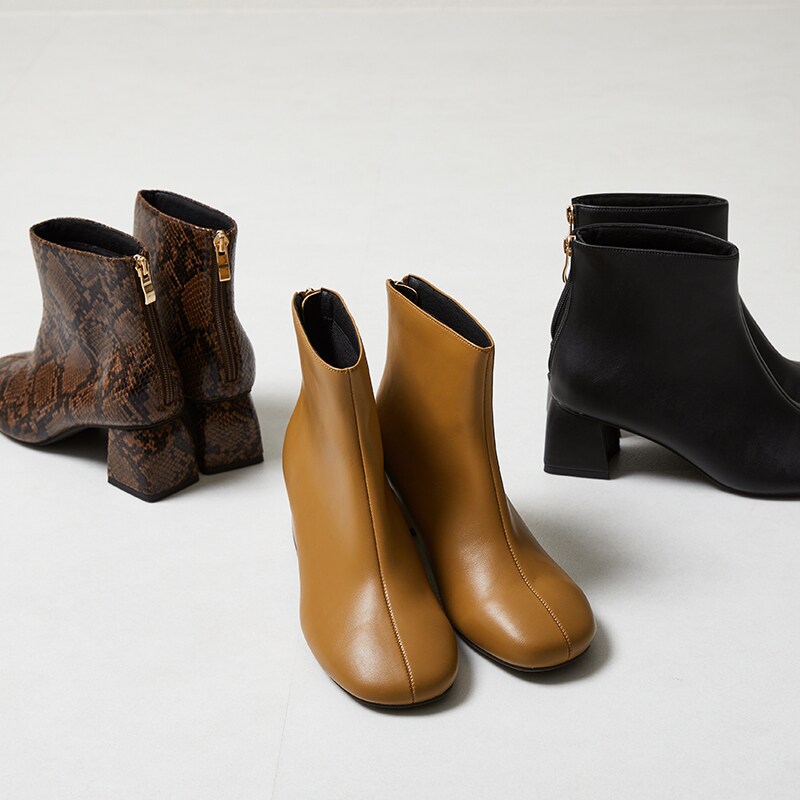 変形ヒールラウンドトゥショートブーツ/41405 | オリエンタル