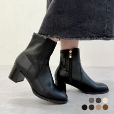 オリエンタルトラフィック(ORiental TRaffic)のストレッチ素材で歩きやすい 美脚ブーツ  チャンキーヒールミドルブーツ/31408