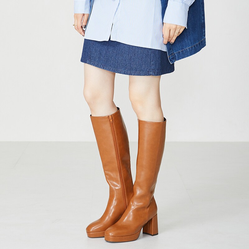 ラウンドトゥローヒールロングブーツ/31505 | オリエンタル