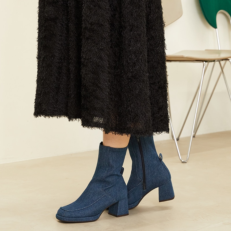 プラットフォームモカヒールブーツ/31436