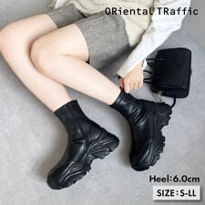 オリエンタルトラフィック(ORiental TRaffic)の軽量 柔らかストレッチ素材   スニーカーソールショートブーツ/41412