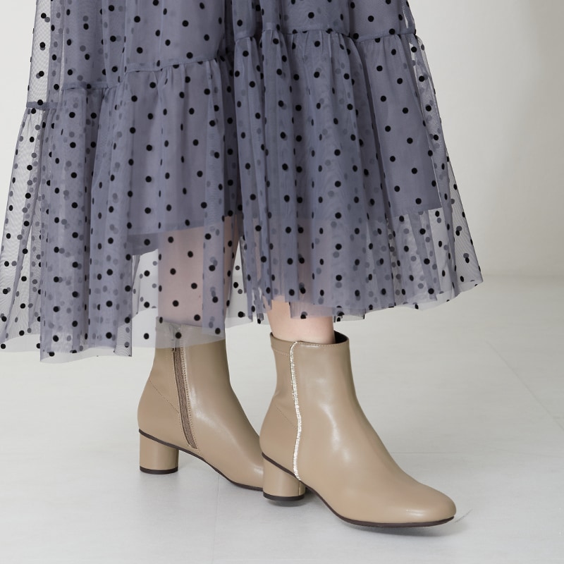 ラインストーン付き厚底フェイクファーショートブーツ | アルテミス by