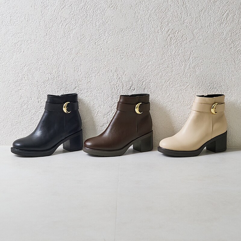 変形ヒールラウンドトゥショートブーツ/41405 | オリエンタル