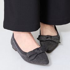 【ニット】ラメニットリボンパンプス/52106