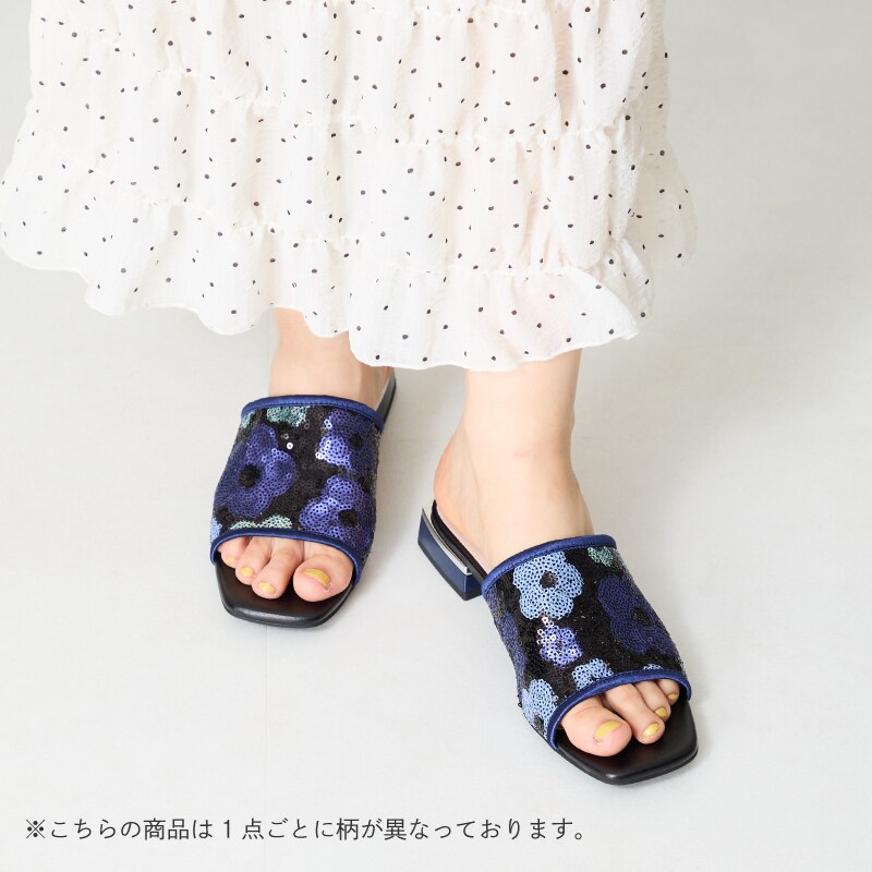 3JUIN 25SS サンダル・ミュール マルチカラー 本革やわらかミュールサンダル／グリーンエナメル（約22cm-26cm