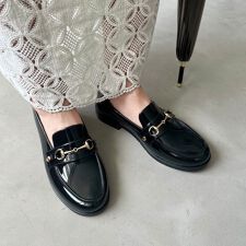 オリエンタルトラフィック(ORiental TRaffic)の【柔らかくて歩きやすい・晴雨兼用】ビットモチーフPVCレインローファー/R-1021