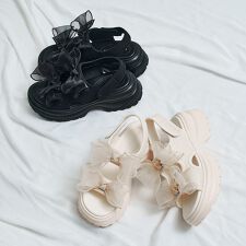 オリエンタルトラフィック(ORiental TRaffic)のボリュームチュールリボン厚底サンダル/51237