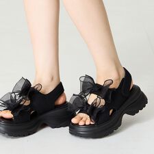 ボリュームチュールリボン厚底サンダル/51237