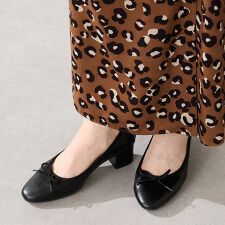 厚手クッション 歩きやすいヒールバレエパンプス/52306