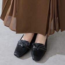 オリエンタルトラフィック(ORiental TRaffic)の【EC限定】【25秋冬新作】リボンデザイン甲深パンプス/55301