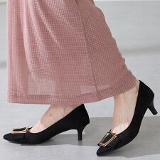 取り外し可能なモチーフ付き【25秋冬新作】2wayリボンモチーフヒールパンプス/52312