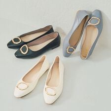 ふかふかクッションゴールドモチーフフラットパンプス/52309