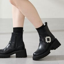 ビジューバックル厚底ブーツ/51402