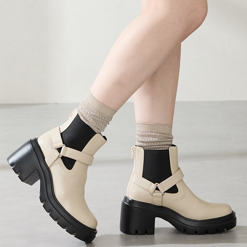 厚底 ボアであたたかい【25秋冬新作】ペディンショートブーツ/51418