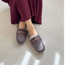 オリエンタルトラフィック(ORiental TRaffic)のつま先まであったか 防寒 パンプス【25秋冬新作】ビットモチーフ付きファーモカシン/52318