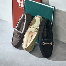 オリエンタルトラフィック(ORiental TRaffic)のたっぷりのファーでつま先まで暖かい【25秋冬新作】ビットモチーフ付きファーモカシン/52318