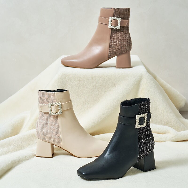 25秋冬新作】ビジューバックル厚底ブーツ/51402 | オリエンタル