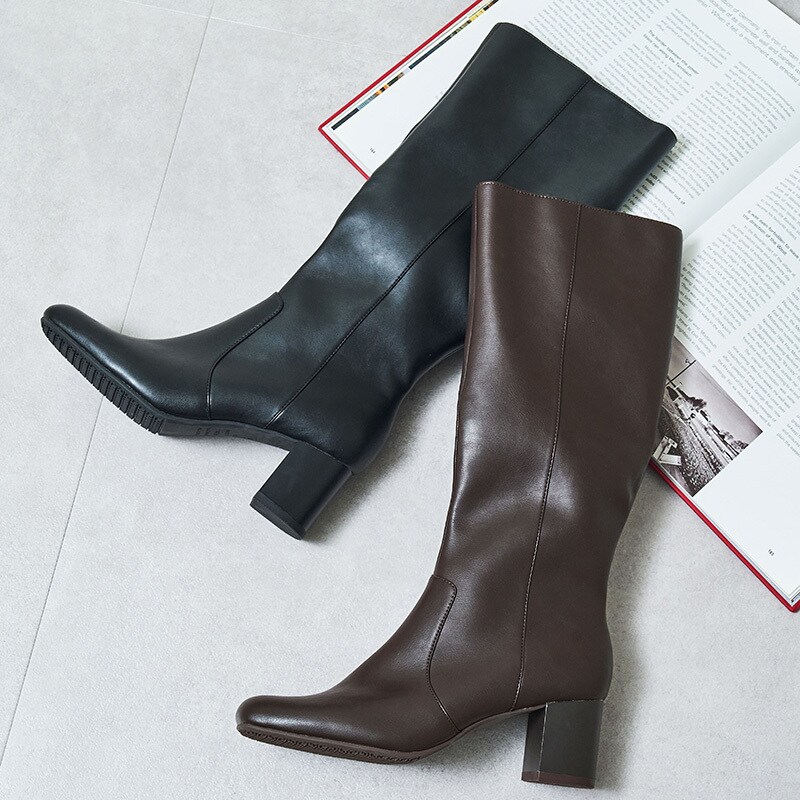 オリエンタルトラフィック（ORiental TRaffic）/【25秋冬新作】スクエアトゥチャンキーヒールロングブーツ/51501 美脚 歩きやすい【25秋冬新作】スクエアトゥチャンキーヒールロング