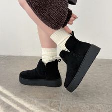 もこもこあったか 防寒サイドスリット厚底ムートンショートブーツ/51425