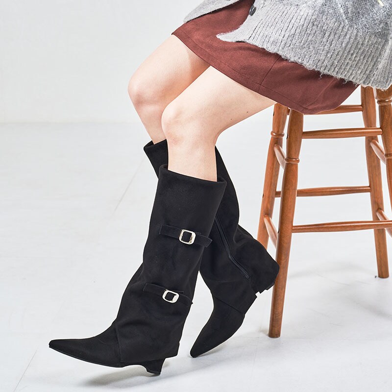 ストレッチ素材で柔らかい【25秋冬新作】サイドベルト レースアップ