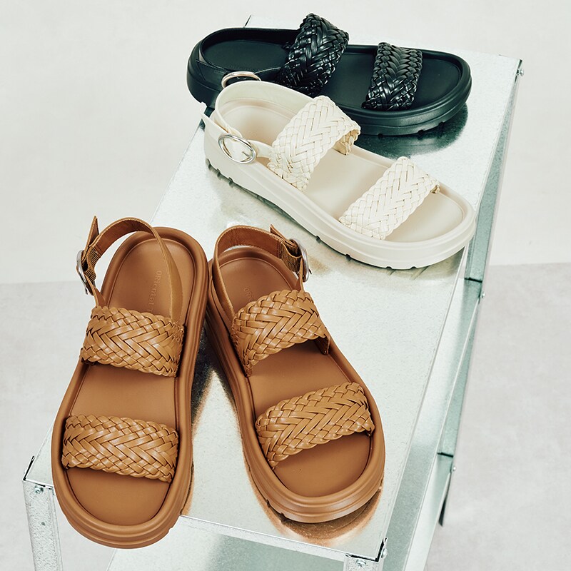 サッと履ける 軽量 【26春夏新作】【Fit meサンダル】編みベルト