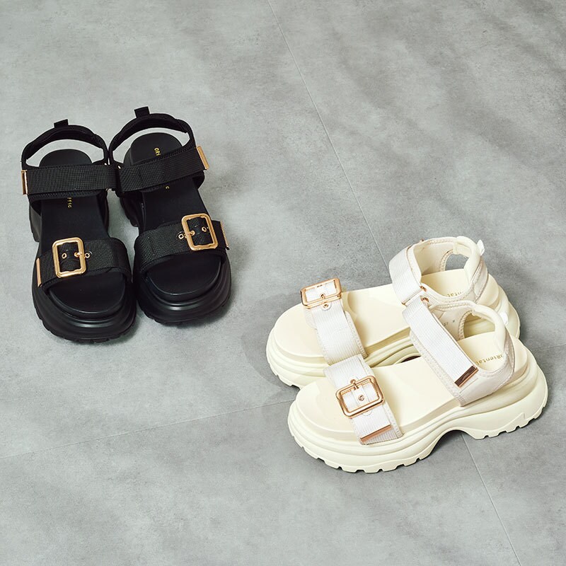 NO.37  春の特別販売 26春夏新作】金具ベルト×ナイロン厚底スポサン/61237 | オリエンタル