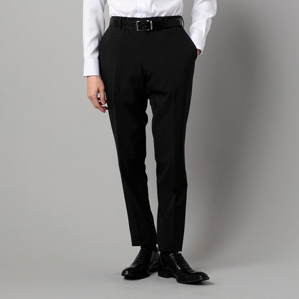 【セットアップ対応】尾州織り ポリエステルストレッチ ヘリンボーン スラックス