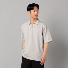 プレーティング編み ニットポロ