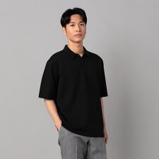 プレーティング編み ニットポロ