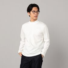 シルキーポンチ モックネック長袖Tシャツ