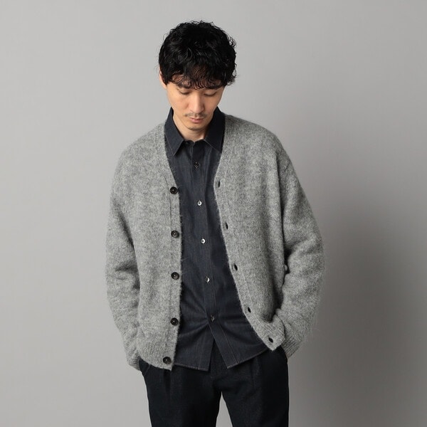 Stead / ステッド モヘヤ ミックス プレイド カーディガン | J.S.