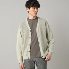 和紙メッシュ切り替え カーディガン