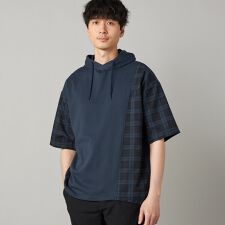 チェック柄切り替え フーディー