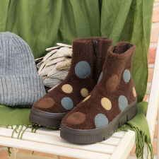 【洗えて清潔】厚底 カラフルドット ニット ブーツ