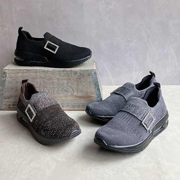 ゴムゴム（Gomu56）/【25秋冬新作】軽量 厚底 エア入りソール キラキラニット スニーカー 25秋冬新作】軽量 厚底 エア入りソール キラキラニット スニーカー