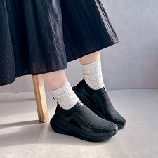 【26春夏新作】3種類の異素材 ストレッチフィット 厚底軽量スリッポン