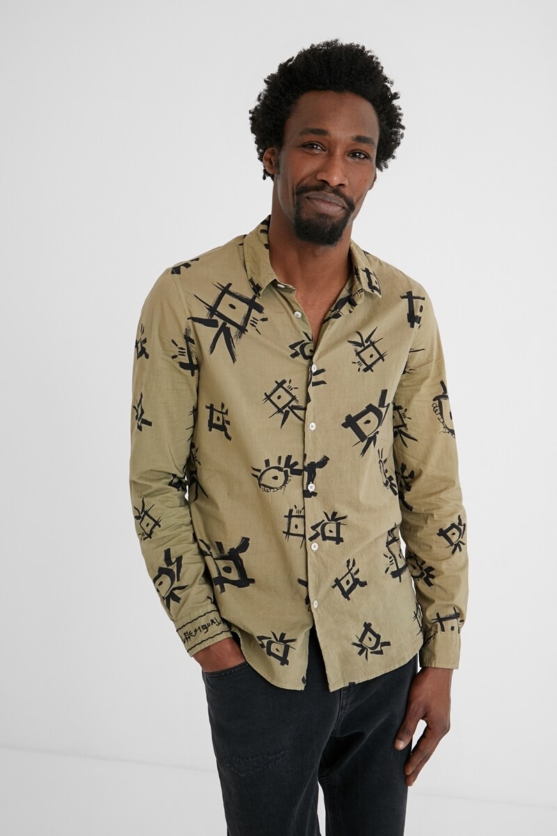 抽象的な目のプリント入りメンズシャツ | デシグアル(Desigual
