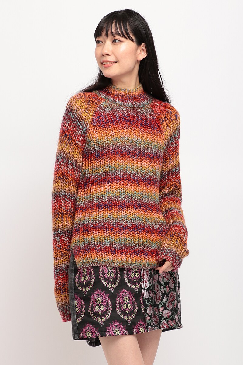 デシグアル-Desigual-フラワーボーダーニット