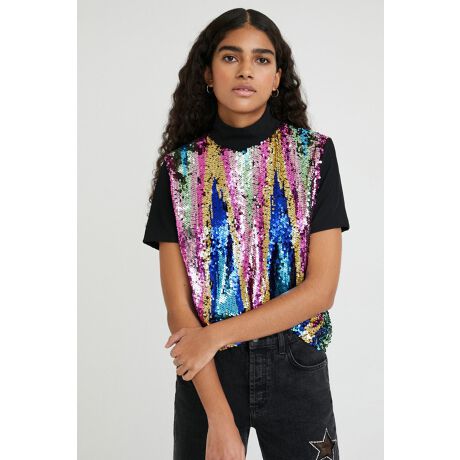 スパンコール付きレディースハイネックtシャツ デシグアル Desigual 21wwtkdk ファッション通販 マルイウェブチャネル