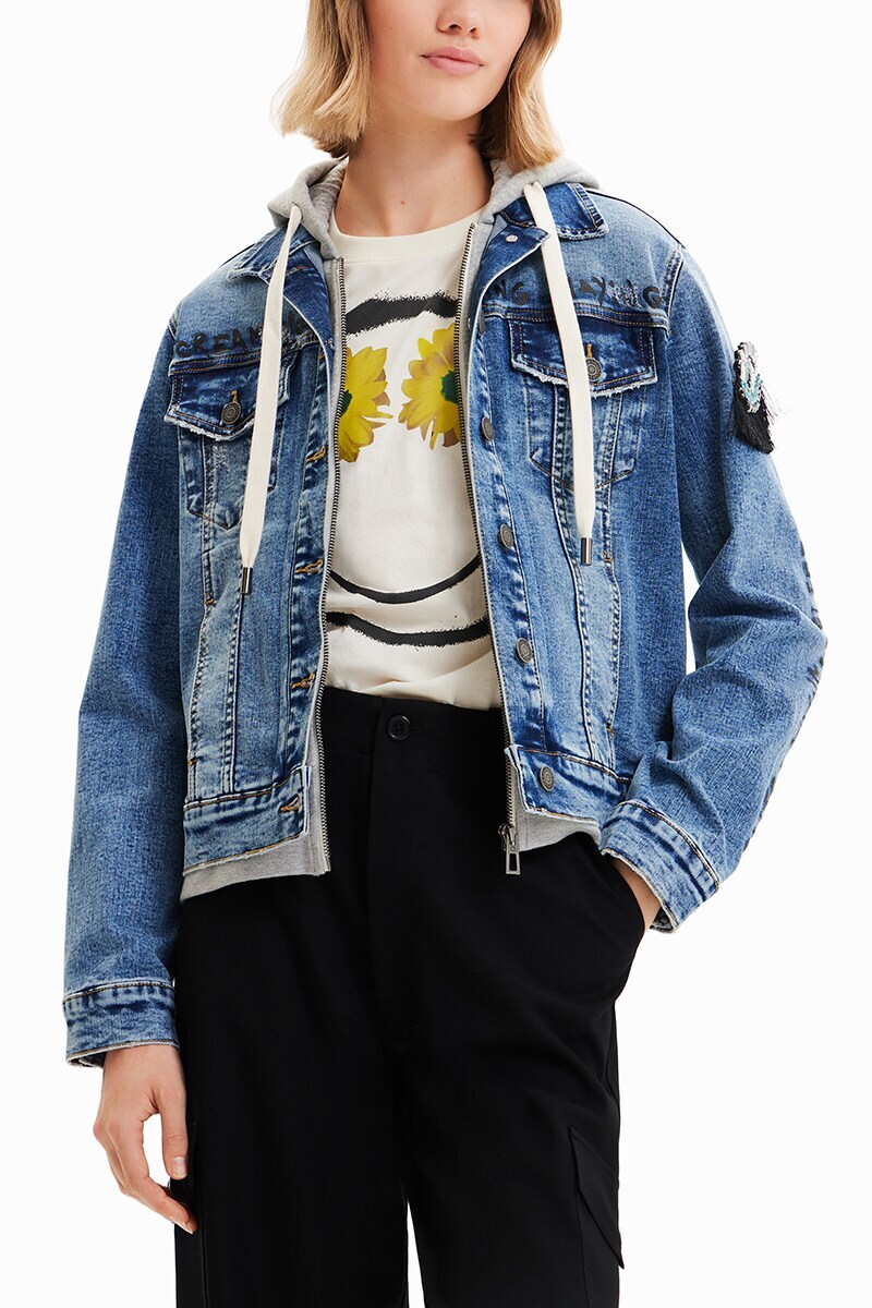 Desigual ジャケット Gジャン 裏地付 ファー着脱可 L Desigual ジャケット Gジャン 裏地付 ファー着脱可 L