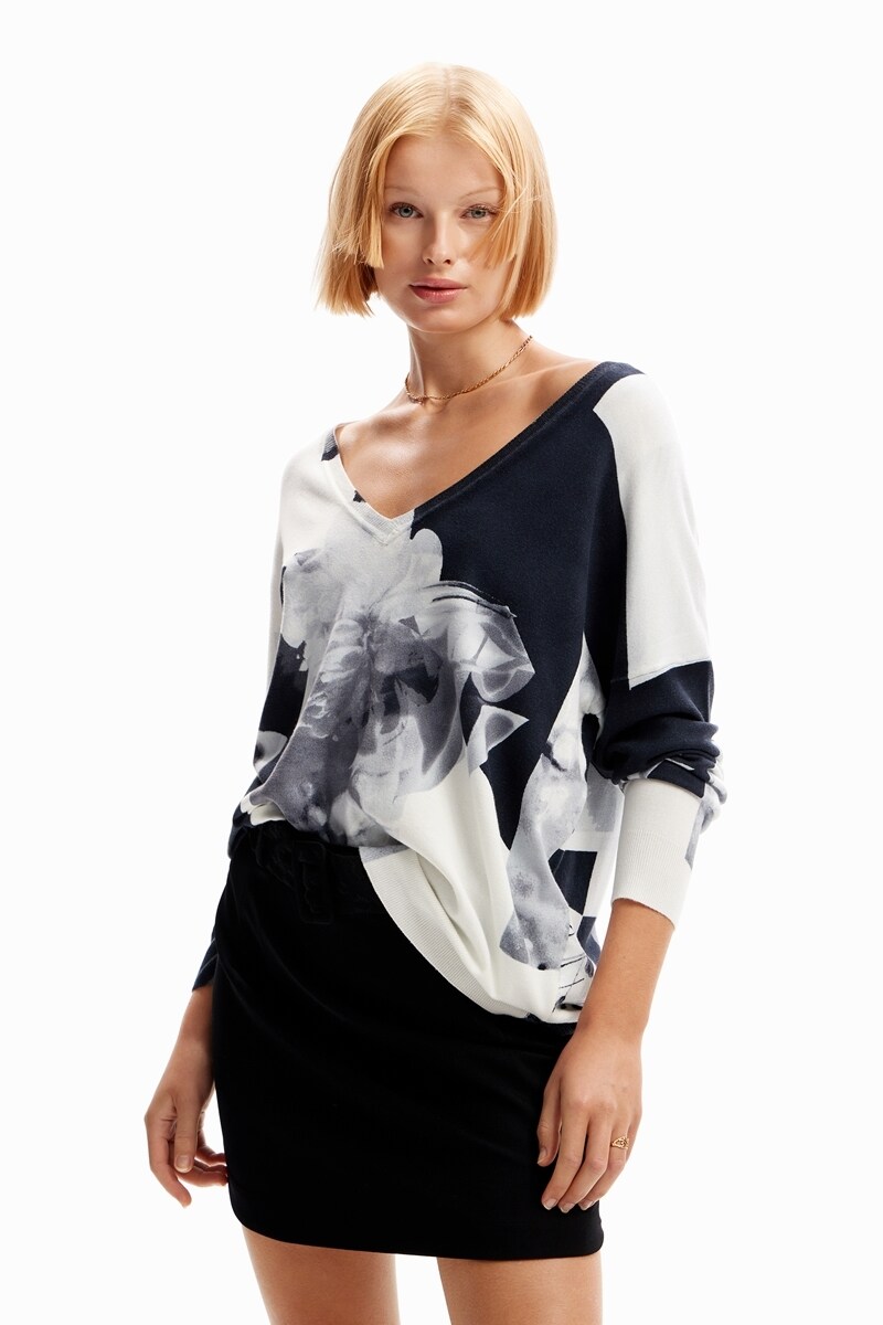 Desigual デシグアル ハイゲージニット セーター XL 薄手 長袖 黒 コラージュ ハイゲージニットセーター | デシグアル(Desigual