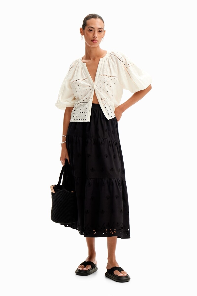 スイス刺繍 Vネックブラウス | デシグアル(Desigual) | マルイウェブ