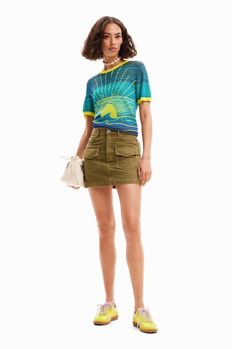 【デシグアル】波モチーフ ニットTシャツ 楽天市場】波モチーフ ニットTシャツ／デシグアル（Desigual