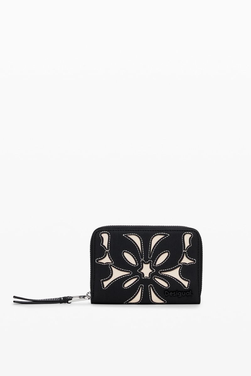 【美品】Desigual デシグアル PVC 花柄　長財布 デシグアル Desigual PVC長財布 DECO FLOWERS INFLIGHT （グレー
