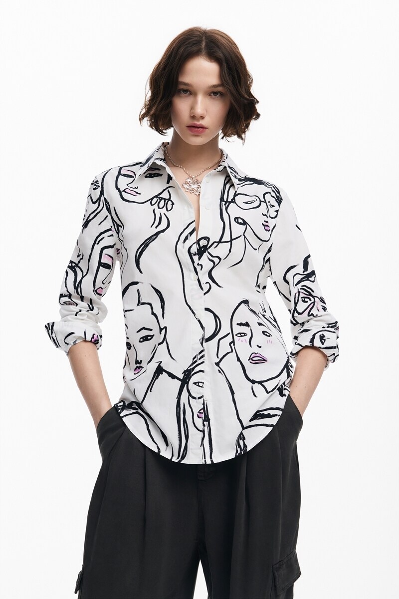 デシグアル Desigual FACES シャツロングスリーブ （ホワイト） FACES シャツロングスリーブ | デシグアル(Desigual) | マルイ