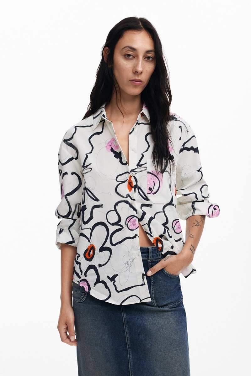 【デシグアル】ミッキーマウス パッチワーク シャツ ミッキーマウス パッチワーク シャツ | デシグアル(Desigual