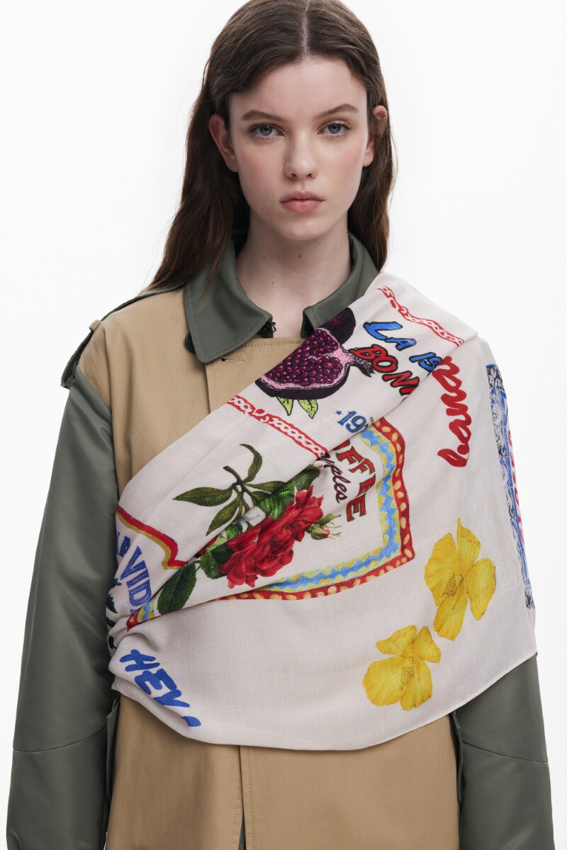 DESIGUAL - デシグアル スカーフ柄 エスニック ポンチョ大きいサイズ XLサイズ デシグアル スカーフ柄 エスニック ポンチョ大きいサイズ XL